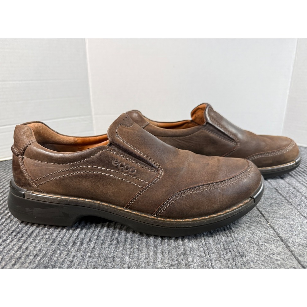 Ecco Mens Fusion Slip On Loafers Cocoa Brown Leather Shoes Size 44 US 10